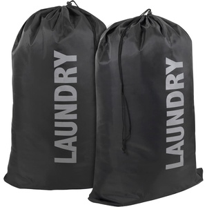 image:imageWashable Drawstring Laundry Bags 2 Pack Extra Large Heavy Duty College Dorm Dirty Laundry Clothes Travel Bag and Gym Clothes Bag for Guys and Girls Turquoise Wash MeBlack Laundry