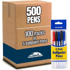 image:imageTrail maker Bulk Ballpoint Pens 500 Count 100 Packs of 5  Red Black amp Blue Ink Writing Pens for School Office Supplies Students amp Teachers500