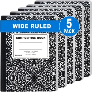 image:imageTrail maker 5 Pack Composition Notebooks Wide Ruled Marble Cover 200 Pages 100 Sheets 975 x 725 Bulk School Supplies for Classroom Office amp School Donations5 pack