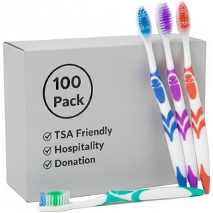 image:imageTrail maker 100 Pack 46 Soft Bristle Head Toothbrushes in Assorted Colors  Hospitality Hotel Charity Donation1 Count Pack of 100